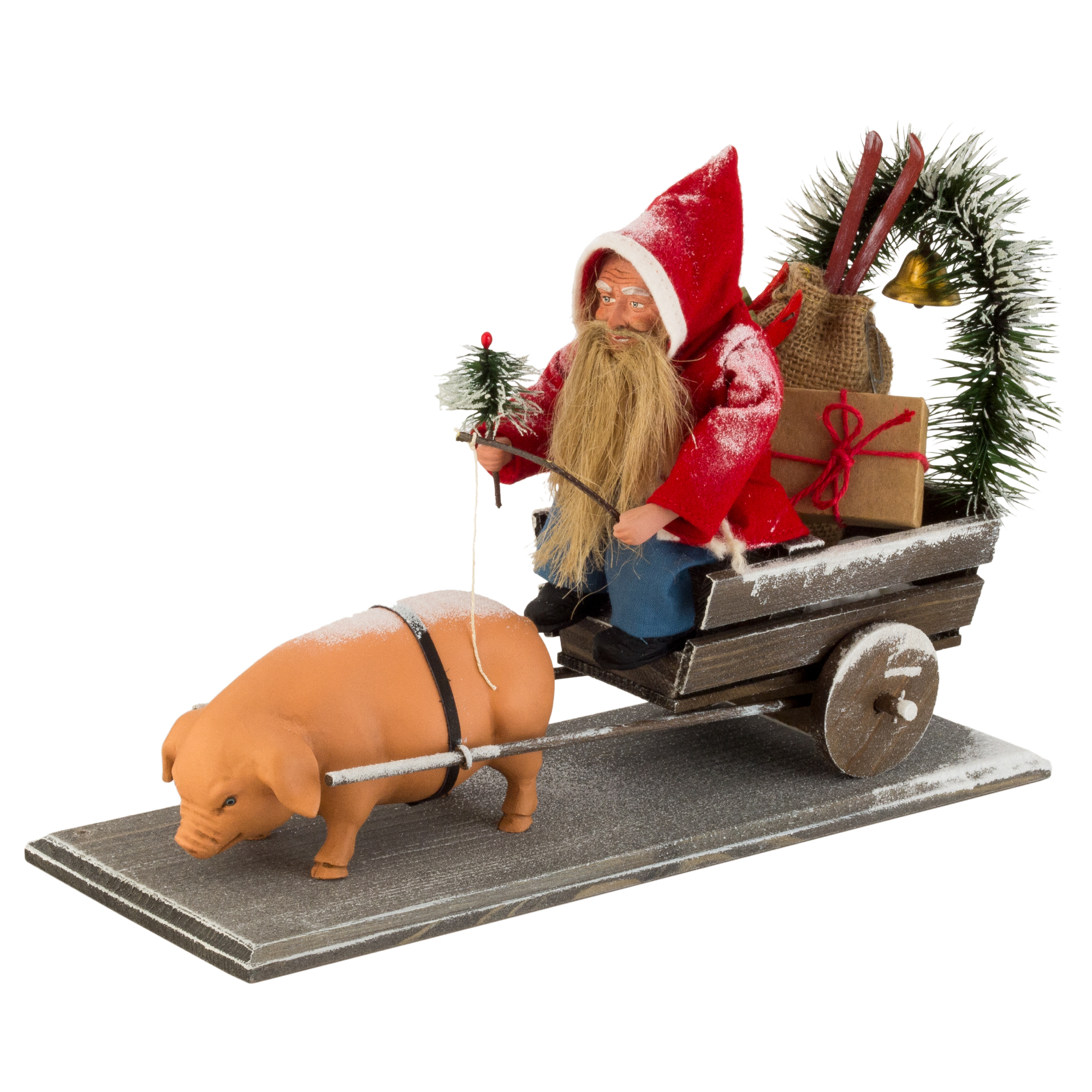 Weihnachtsgespann mit Glücksschwein
