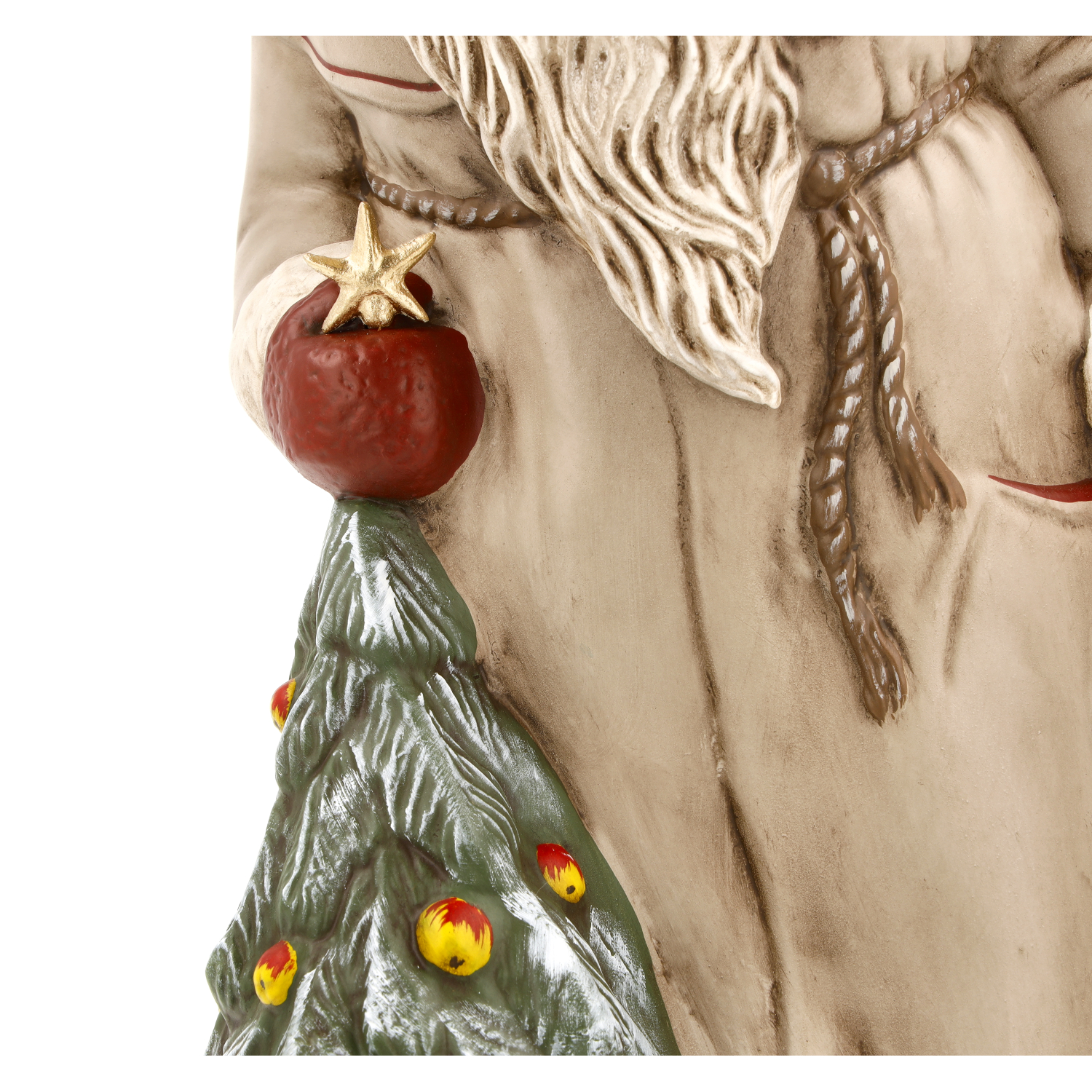 Nikolaus mit Christbaum und Sack, Sandgrau, in hochwertiger Holzkiste