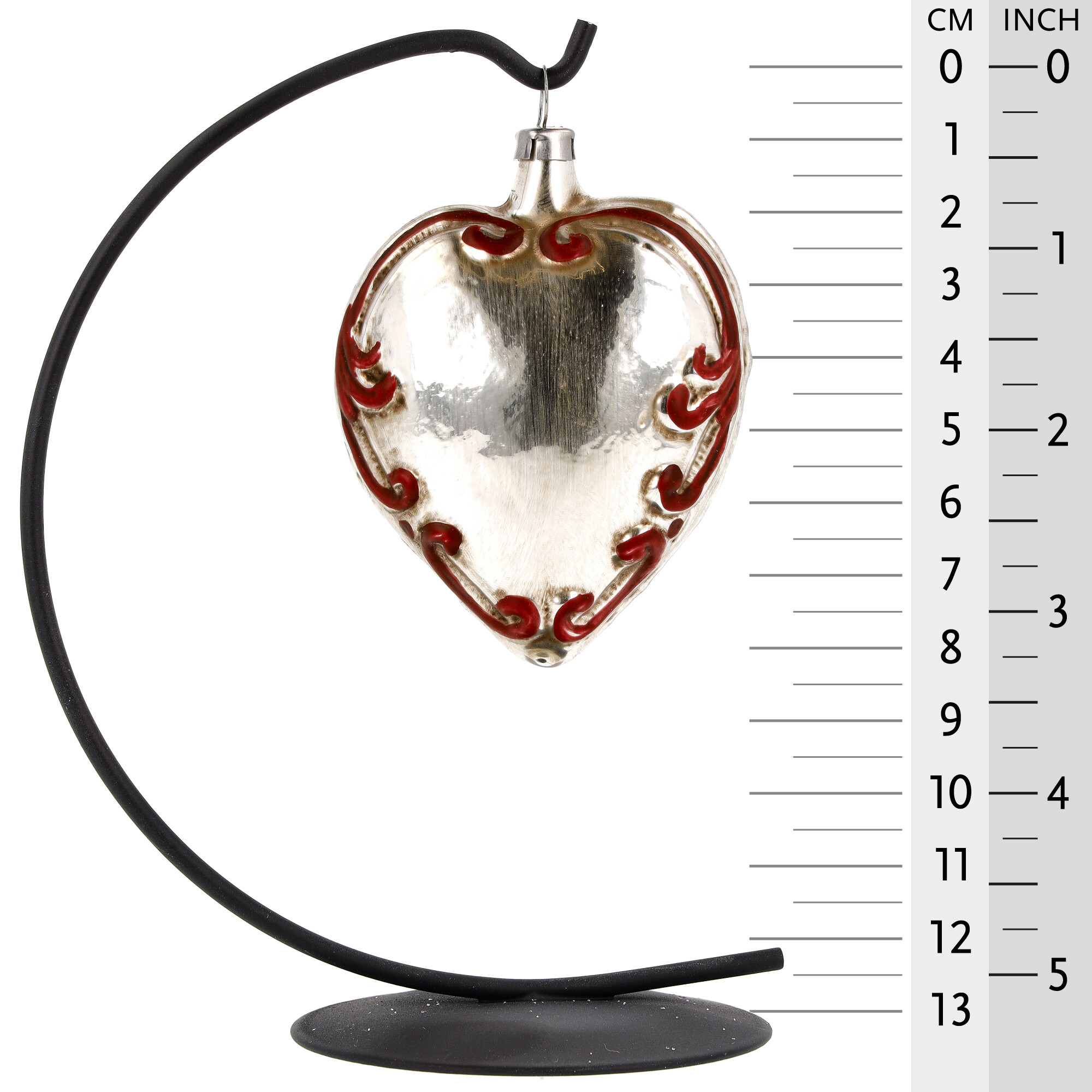 Nostalgisches Glasornament - Herz mit barocken Ornamenten
