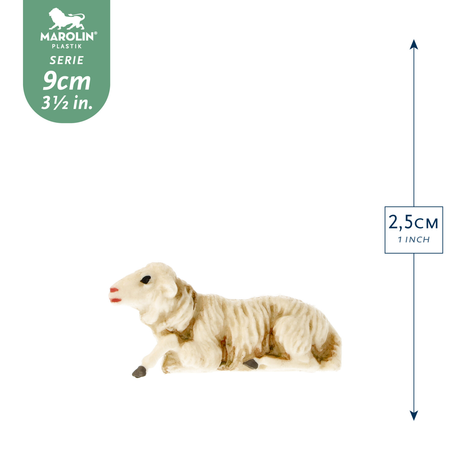 Schaf liegend, zu 9cm Fig. (Kunststoff)  - Marolin Plastik - Krippenfigur aus Kunststoff - made in Germany