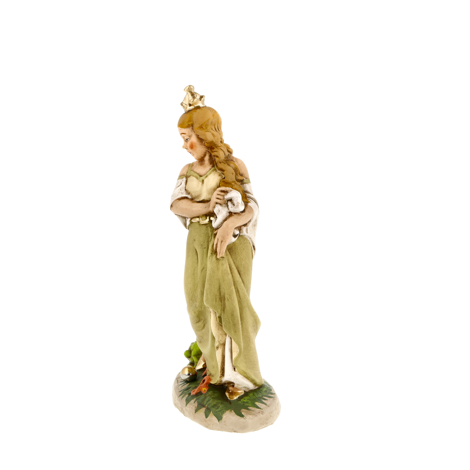 Prinzessin mit Frosch aus "Froschkönig" Märchenfigur, H = 14,5cm