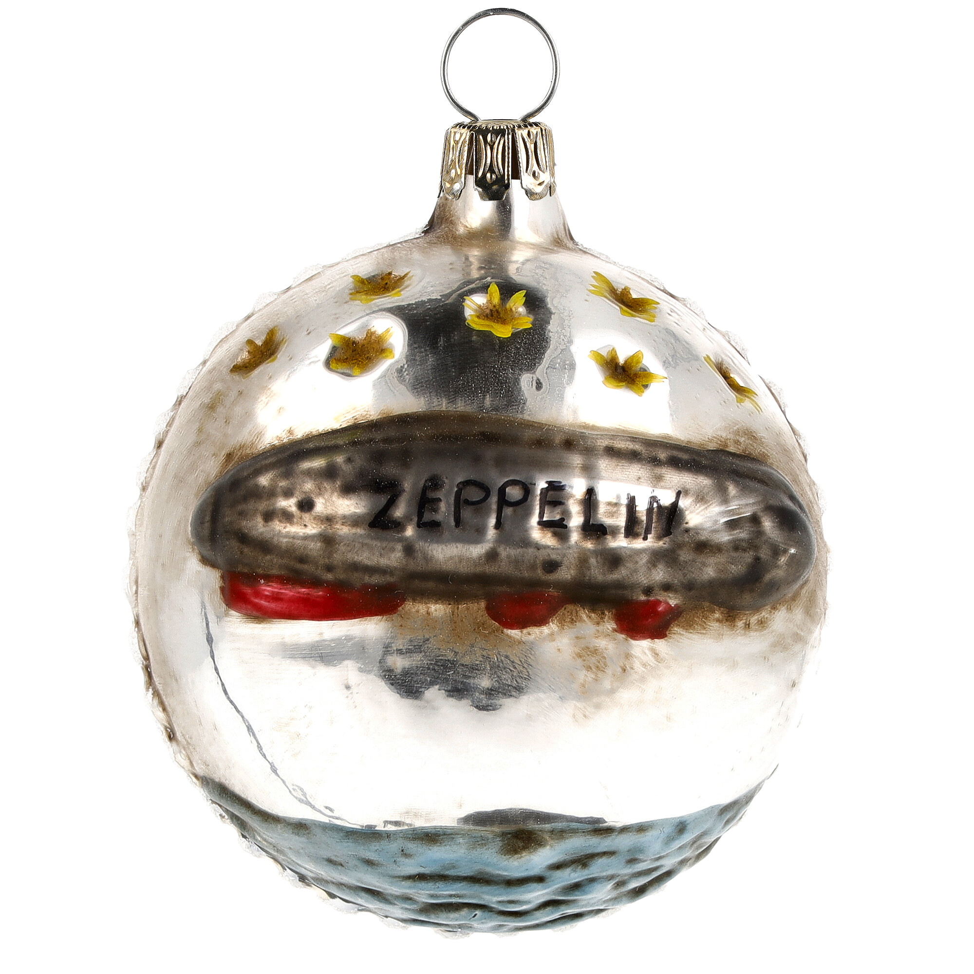 Nostalgisches Glasornament - Kugel mit Zeppelin
