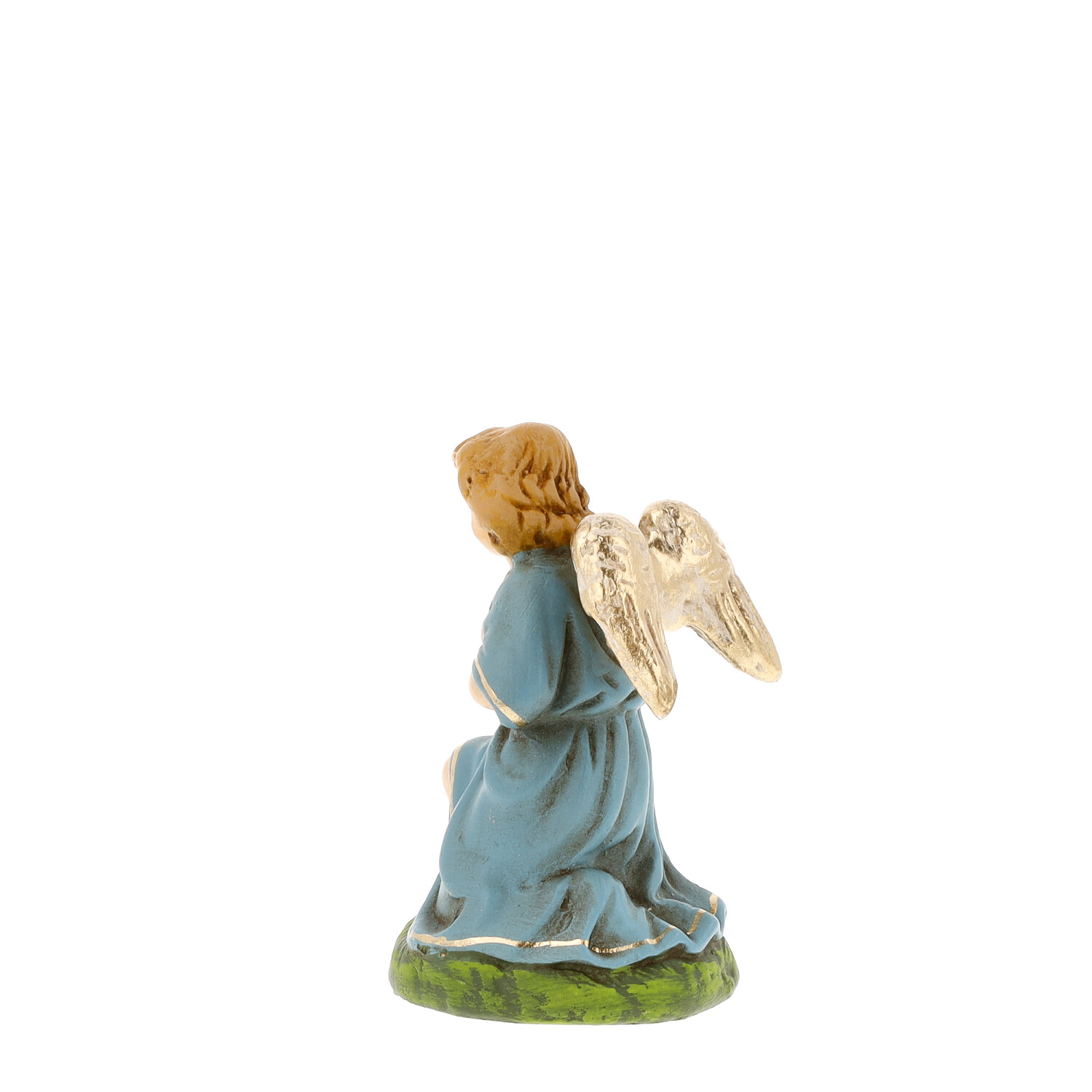 Kniender Engel in Hellblau, zu 10 - 11cm Krippenfiguren - Original MAROLIN® - Engel für Ihre Weihnachtskrippe - Made in Germany