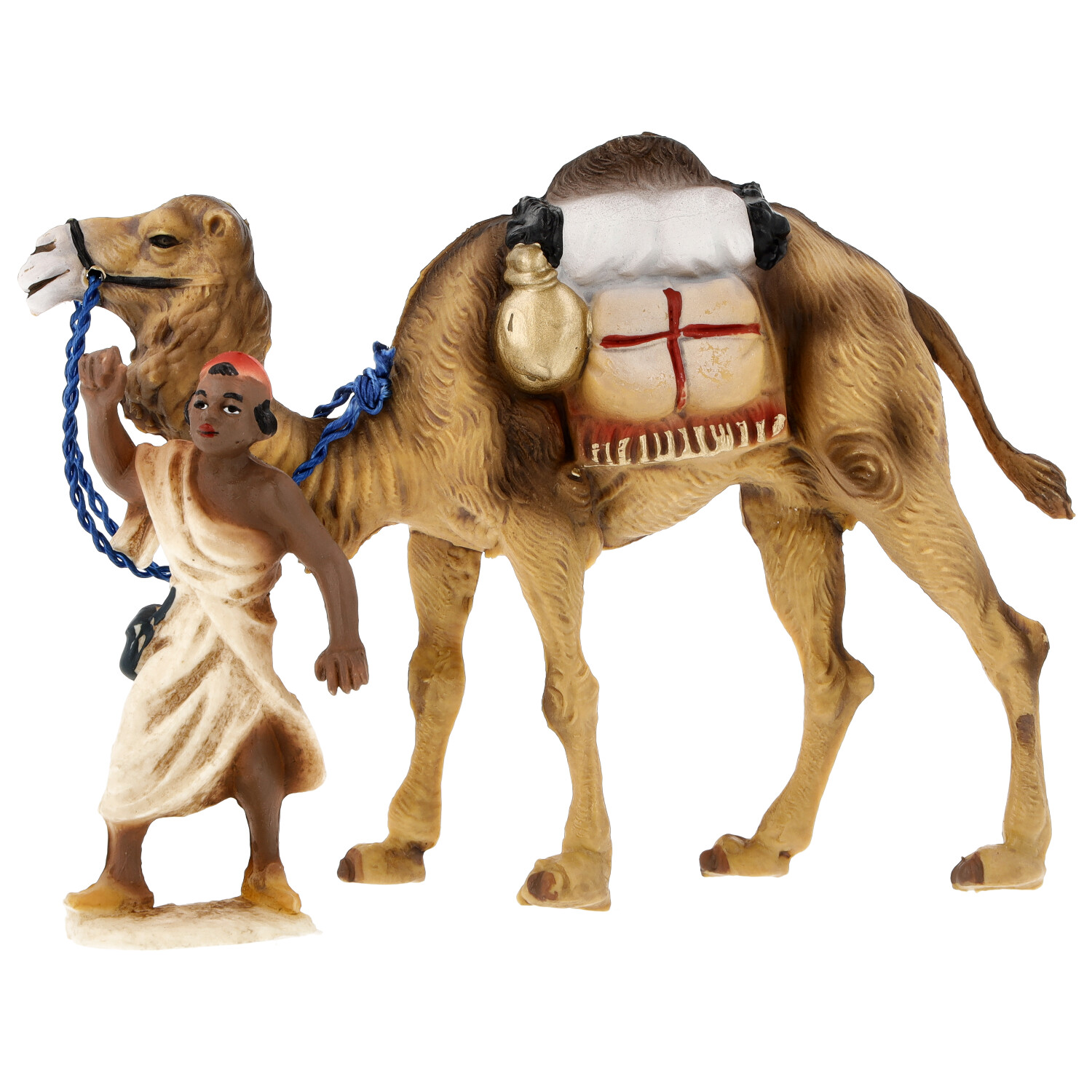 Kamel mit Gepäck + Treiber, zu 9cm Fig. (Kunststoff) - Marolin Plastik - Krippenfigur aus Kunststoff - made in Germany