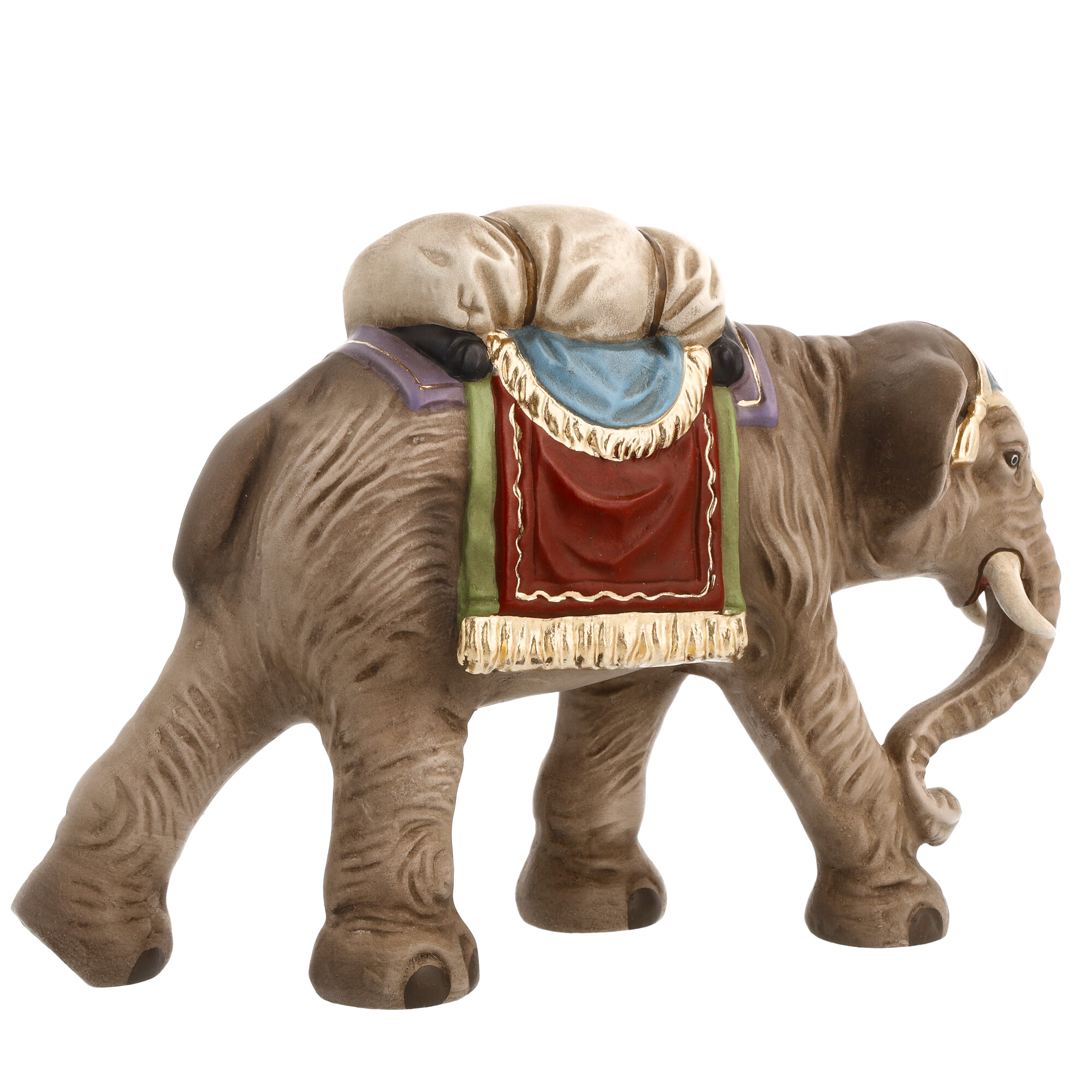 Elefant mit Gepäck, zu 10cm Krippenfiguren - Original MAROLIN® - Krippenfigur für Ihre Weihnachtskrippe - Made in Germany
