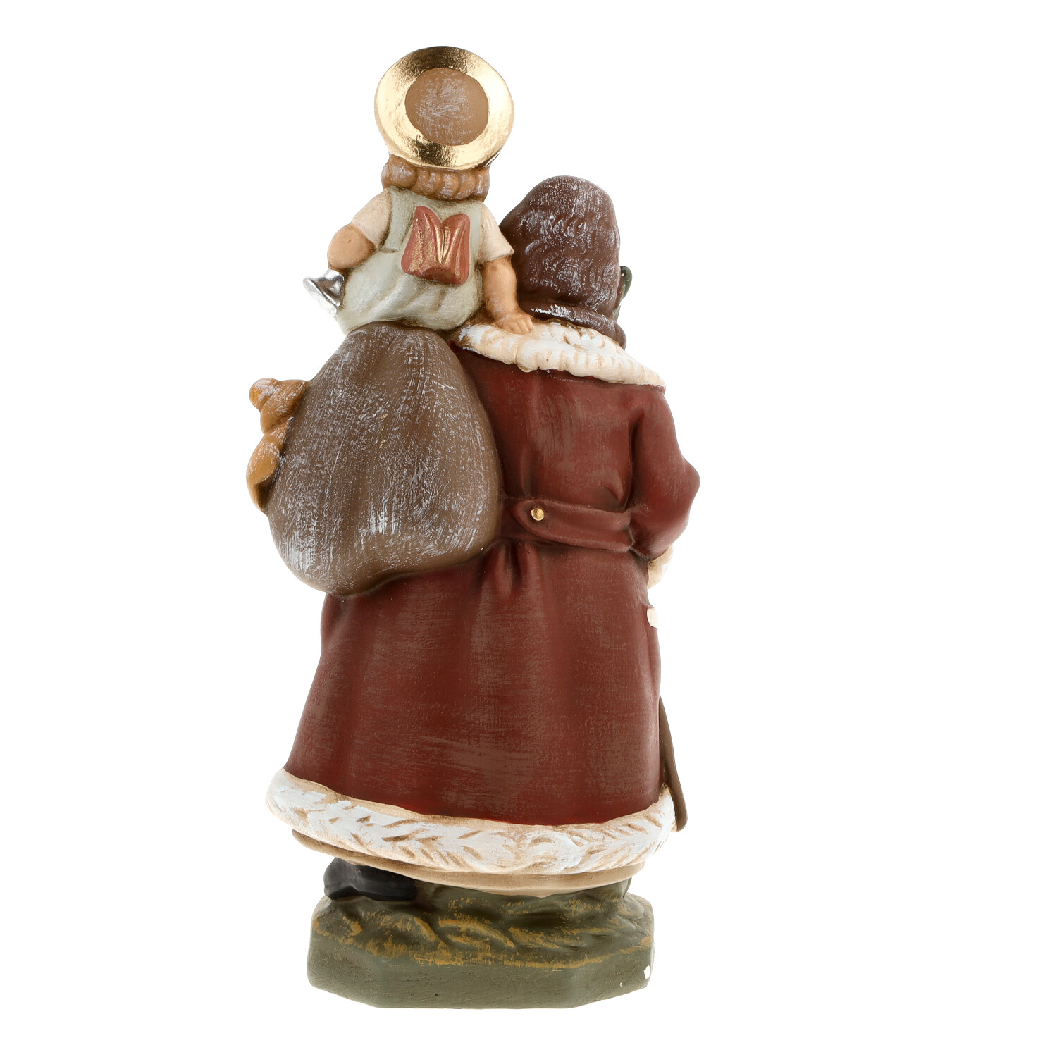 Weihnachtsmann mit Christkind auf Schulter