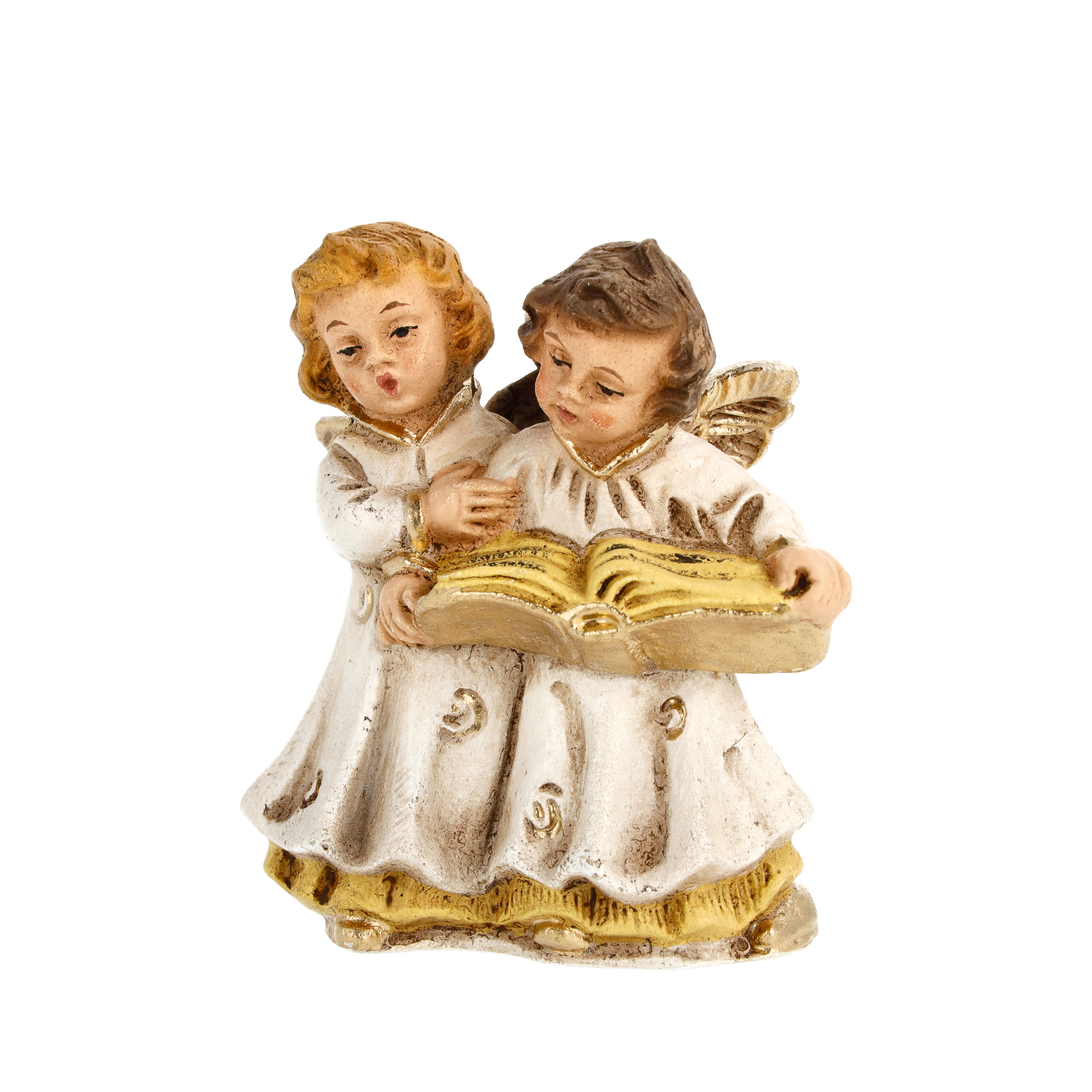 Zwei Engel mit Liederbuch, Antikweiß, zu 10 - 11cm Figuren