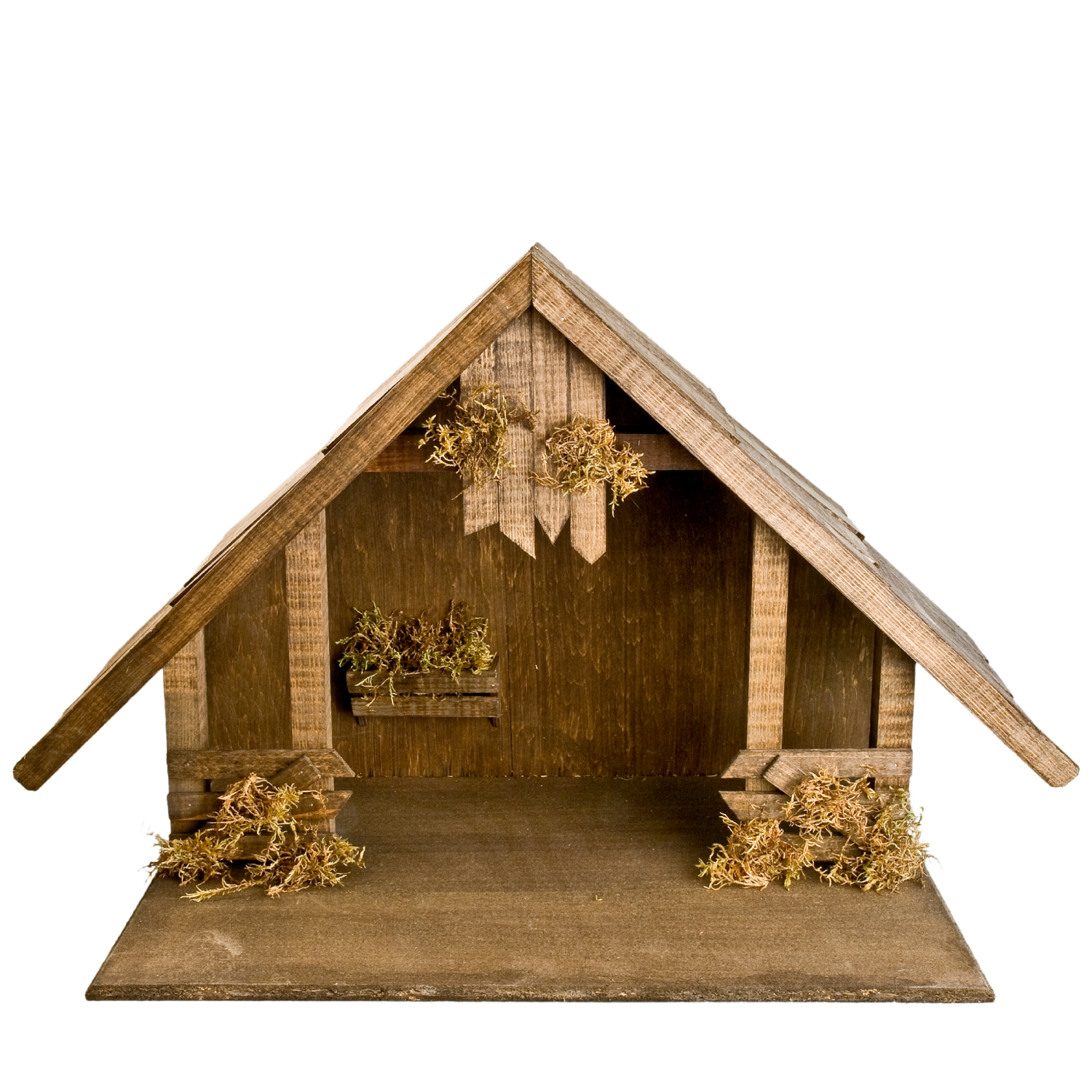 Holzstall mit Satteldach, zu 8-10 cm Figuren