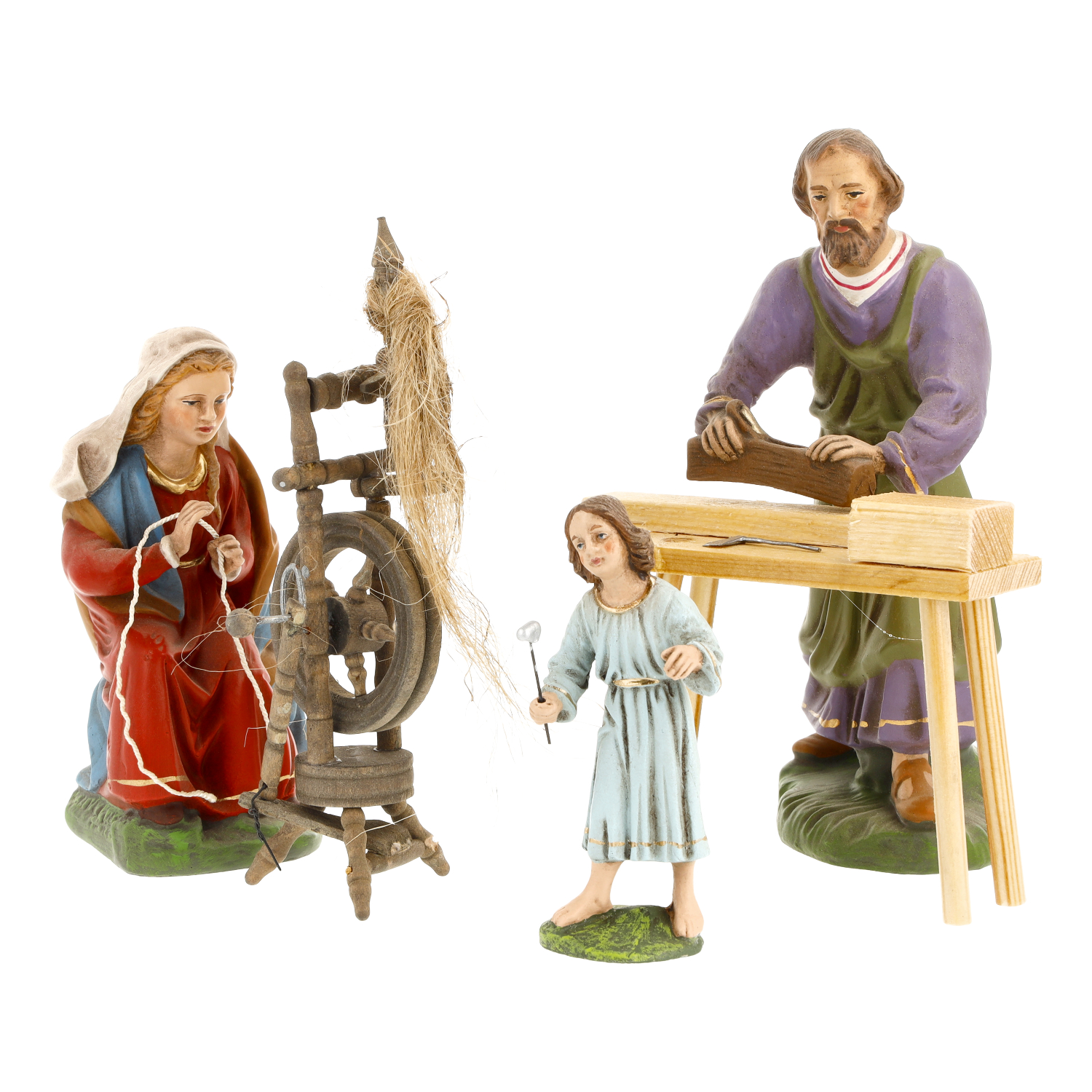 Heilige Familie arbeitend, 5 Teile, zu 14cm Figuren
